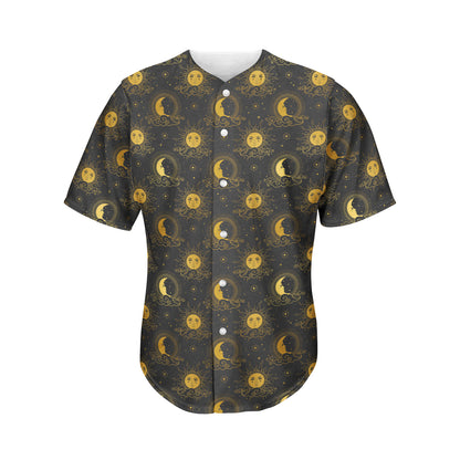 Vintage Celestial Pattern Print Men's Baseball Jersey
