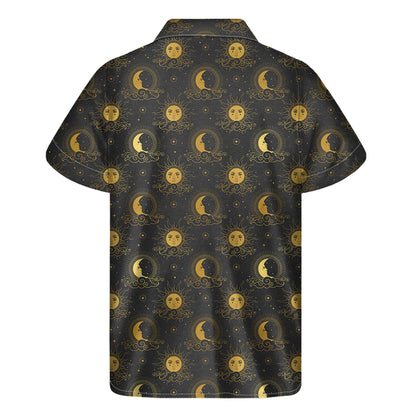 Vintage Celestial Pattern Print Men's Short Sleeve Shirt