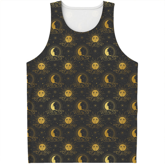 Vintage Celestial Pattern Print Men's Tank Top