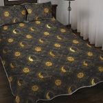 Vintage Celestial Pattern Print Quilt Bed Set