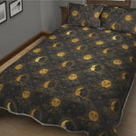 Vintage Celestial Pattern Print Quilt Bed Set