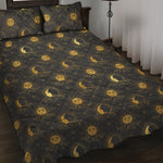 Vintage Celestial Pattern Print Quilt Bed Set