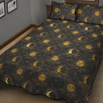 Vintage Celestial Pattern Print Quilt Bed Set