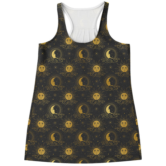 Vintage Celestial Pattern Print Women's Racerback Tank Top