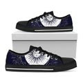 Vintage Celestial Sun Print Black Low Top Sneakers