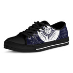 Vintage Celestial Sun Print Black Low Top Shoes 