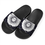 Vintage Celestial Sun Print Black Slide Sandals