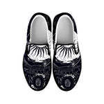 Vintage Celestial Sun Print Black Slip On Shoes