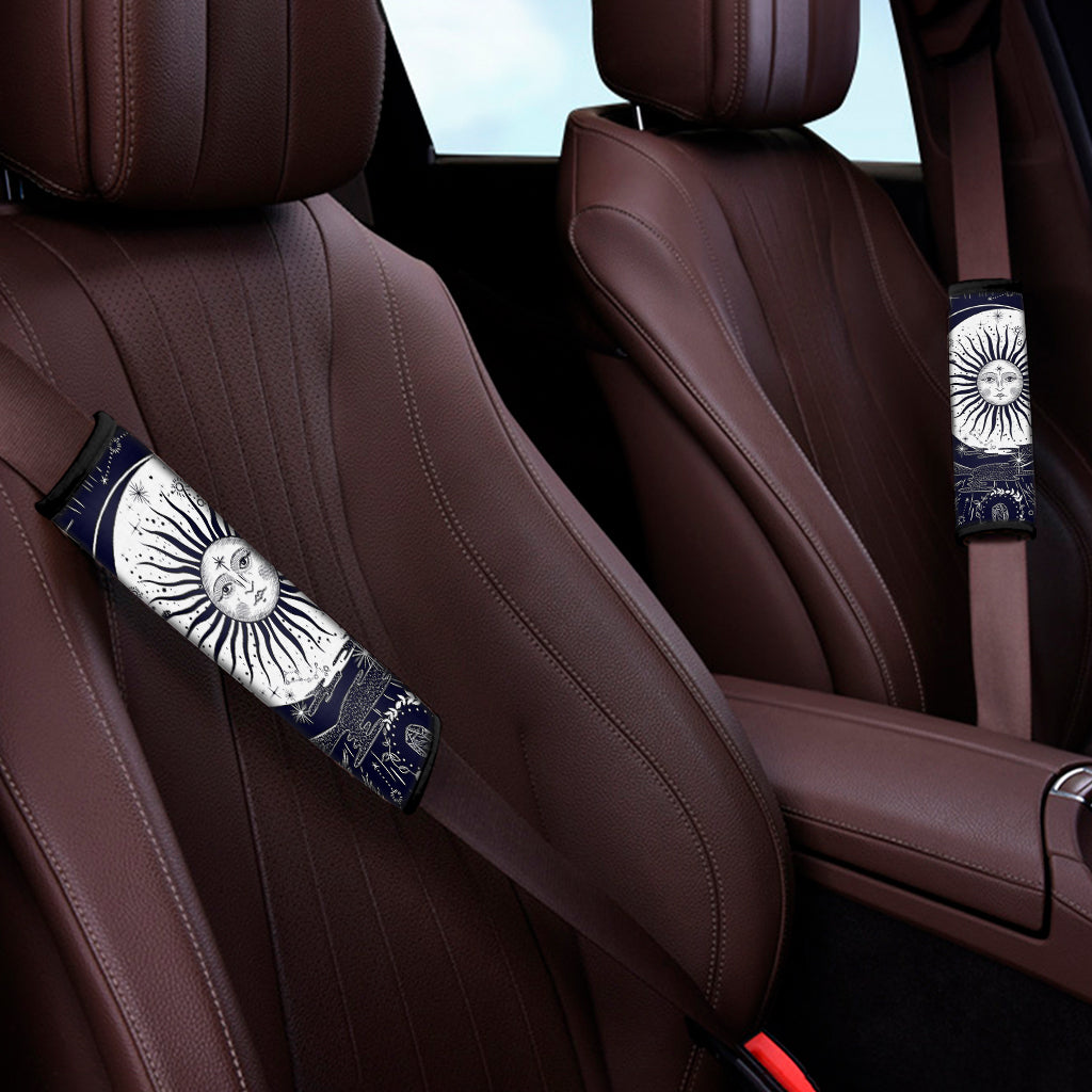 Vintage Celestial Sun Print Car Seat Belt Covers