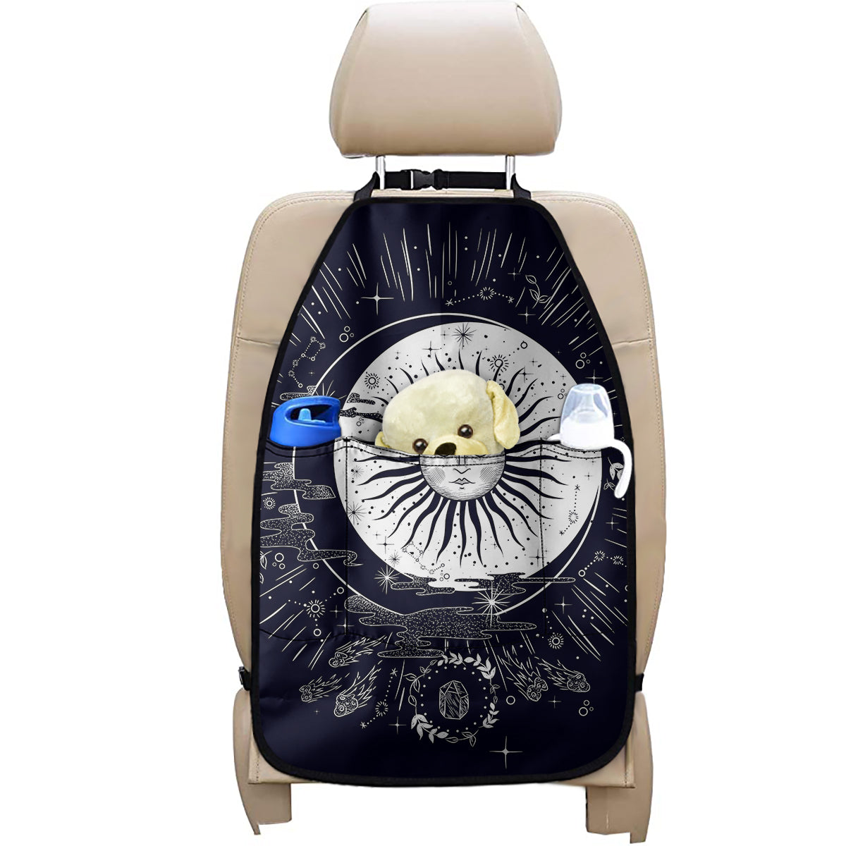 Vintage Celestial Sun Print Car Seat Organizers