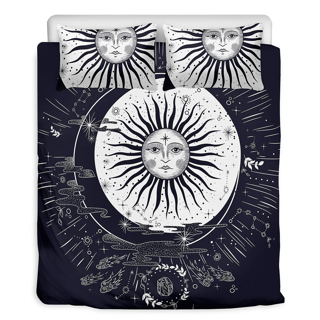 Vintage Celestial Sun Print Duvet Cover Bedding Set