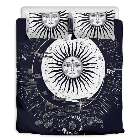 Vintage Celestial Sun Print Duvet Cover Bedding Set