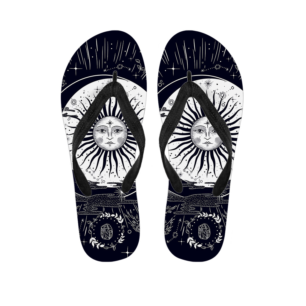 Vintage Celestial Sun Print Flip Flops