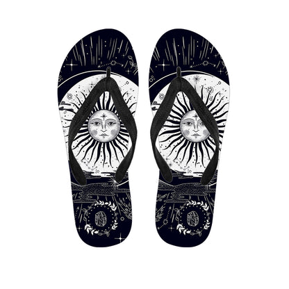 Vintage Celestial Sun Print Flip Flops