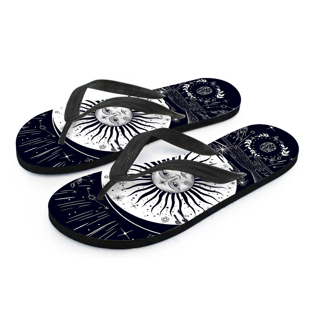 Vintage Celestial Sun Print Flip Flops