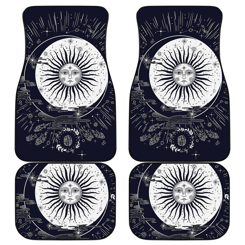 Vintage Celestial Sun Print Front and Back Car Floor Mats