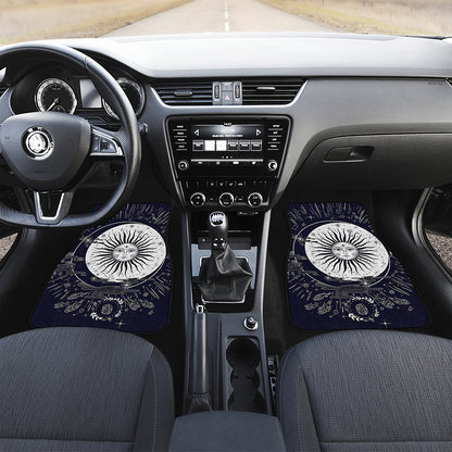 Vintage Celestial Sun Print Front Car Floor Mats