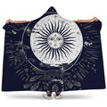 Vintage Celestial Sun Print Hooded Blanket