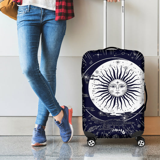 Vintage Celestial Sun Print Luggage Cover