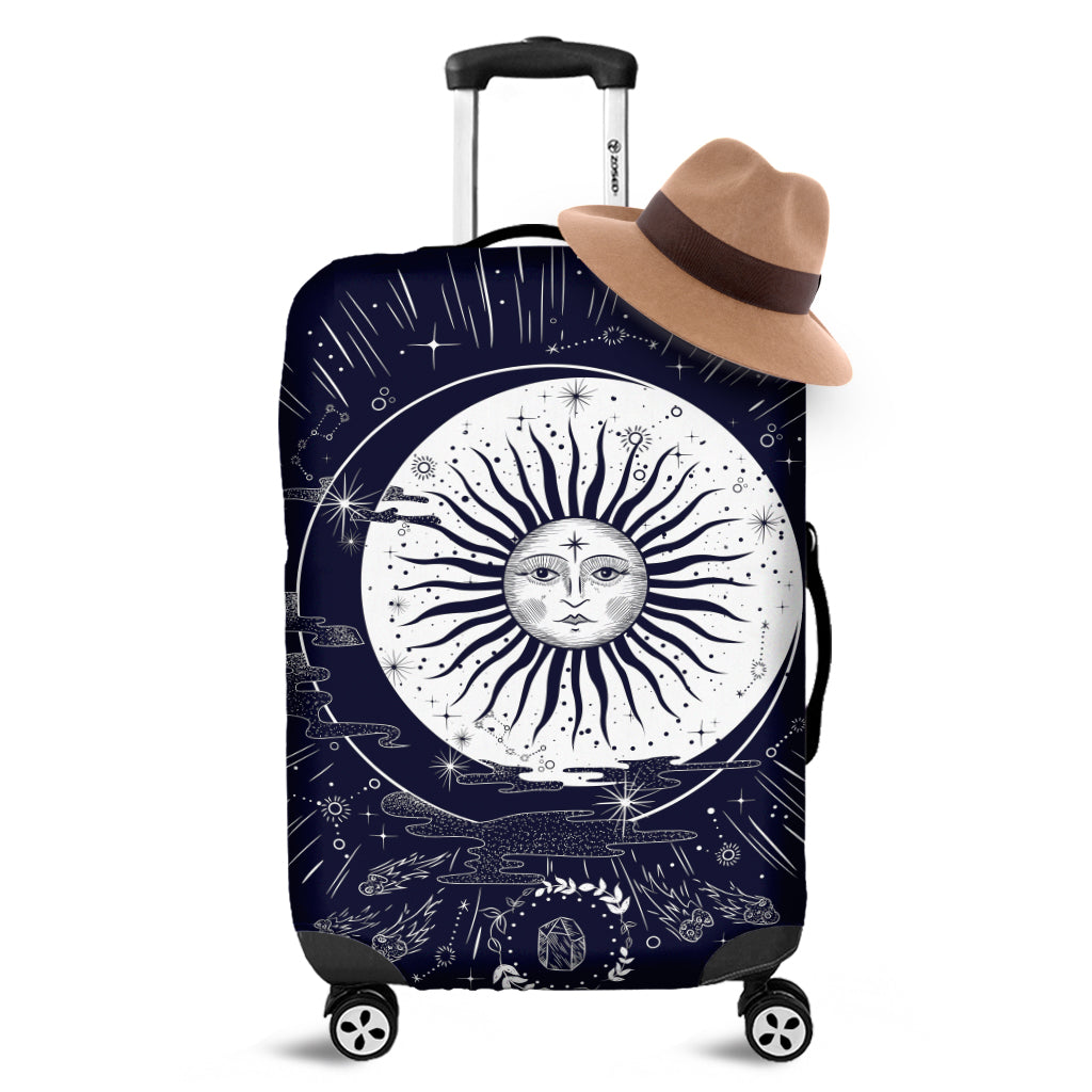 Vintage Celestial Sun Print Luggage Cover