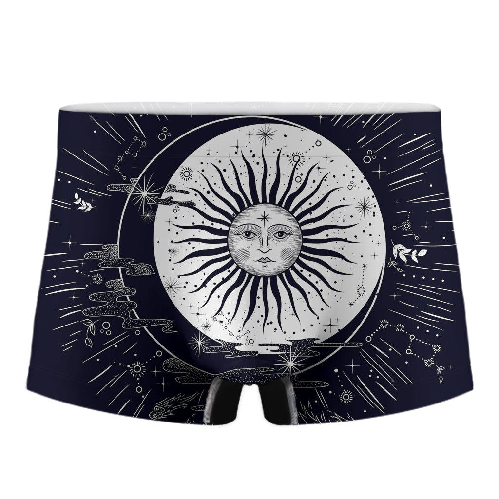 Vintage Celestial Sun Print Men's Boxer Briefs
