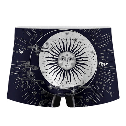 Vintage Celestial Sun Print Men's Boxer Briefs