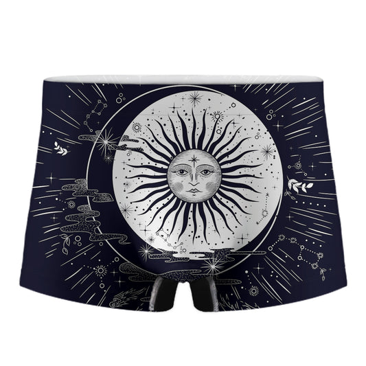 Vintage Celestial Sun Print Men's Boxer Briefs