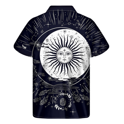 Vintage Celestial Sun Print Men's Short Sleeve Shirt