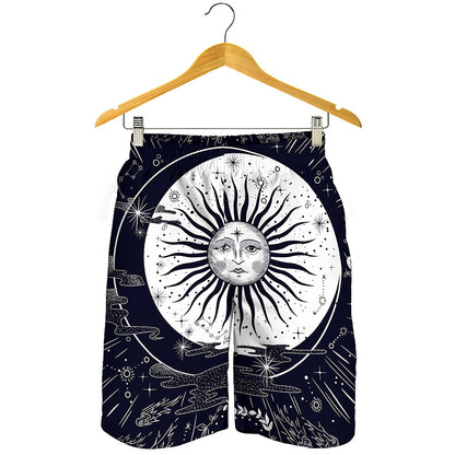 Vintage Celestial Sun Print Men's Shorts