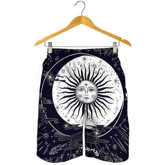 Vintage Celestial Sun Print Men's Shorts