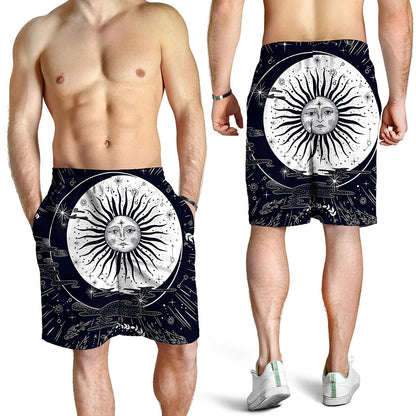 Vintage Celestial Sun Print Men's Shorts