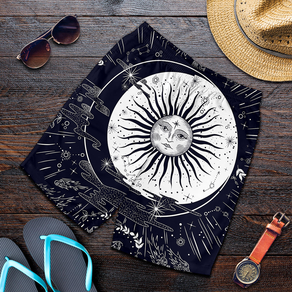 Vintage Celestial Sun Print Men's Shorts