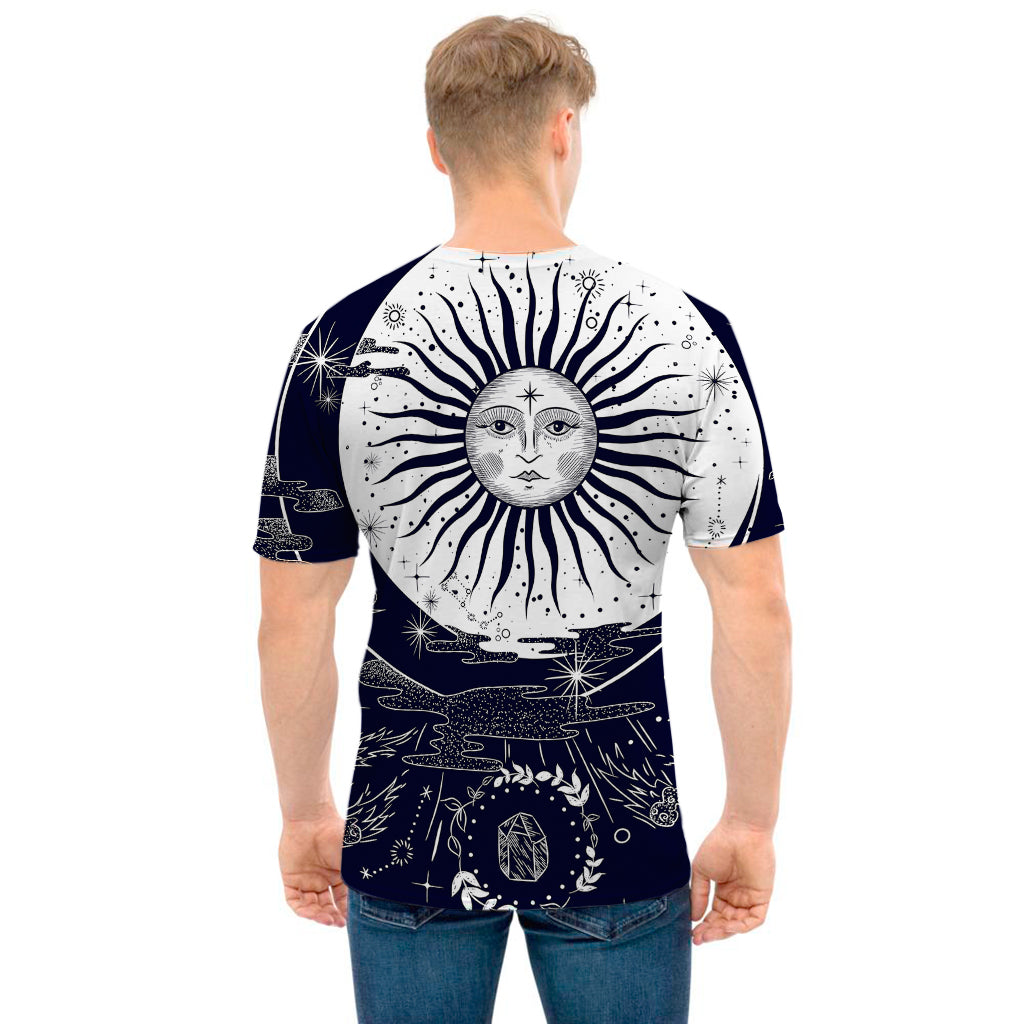 Vintage Celestial Sun Print Men's T-Shirt