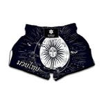 Vintage Celestial Sun Print Muay Thai Boxing Shorts