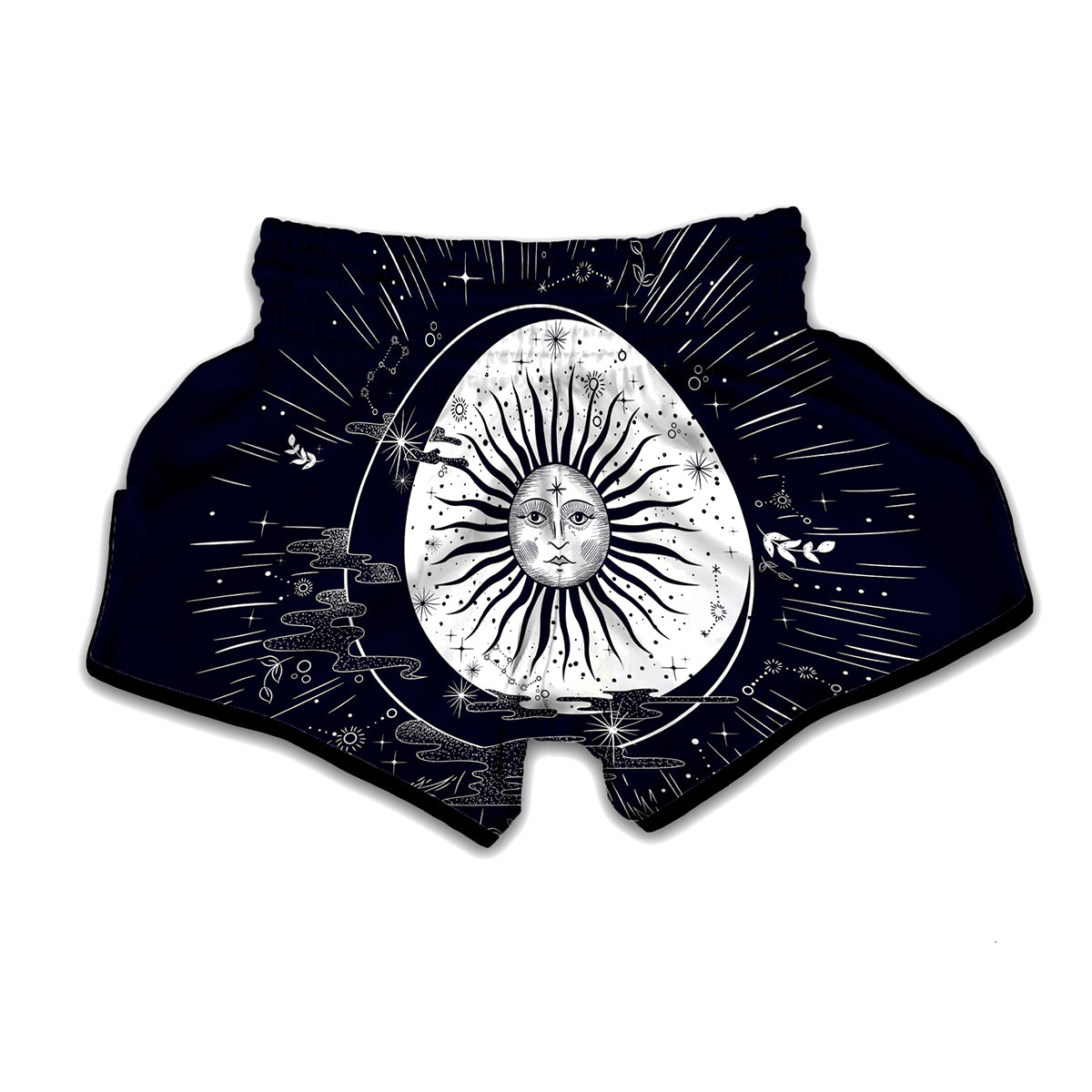 Vintage Celestial Sun Print Muay Thai Boxing Shorts