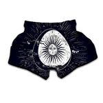 Vintage Celestial Sun Print Muay Thai Boxing Shorts