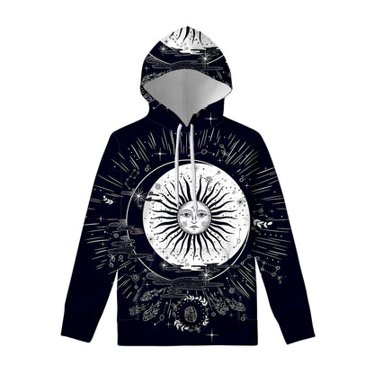 Vintage Celestial Sun Print Pullover Hoodie