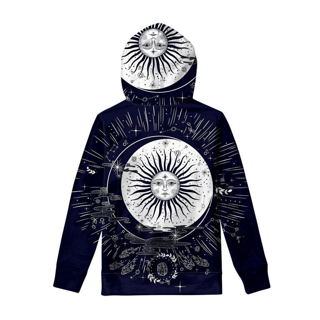 Vintage Celestial Sun Print Pullover Hoodie