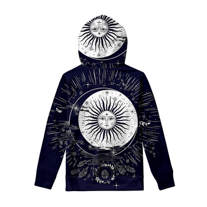 Vintage Celestial Sun Print Pullover Hoodie