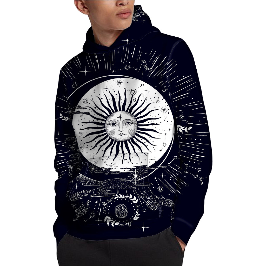 Vintage Celestial Sun Print Pullover Hoodie