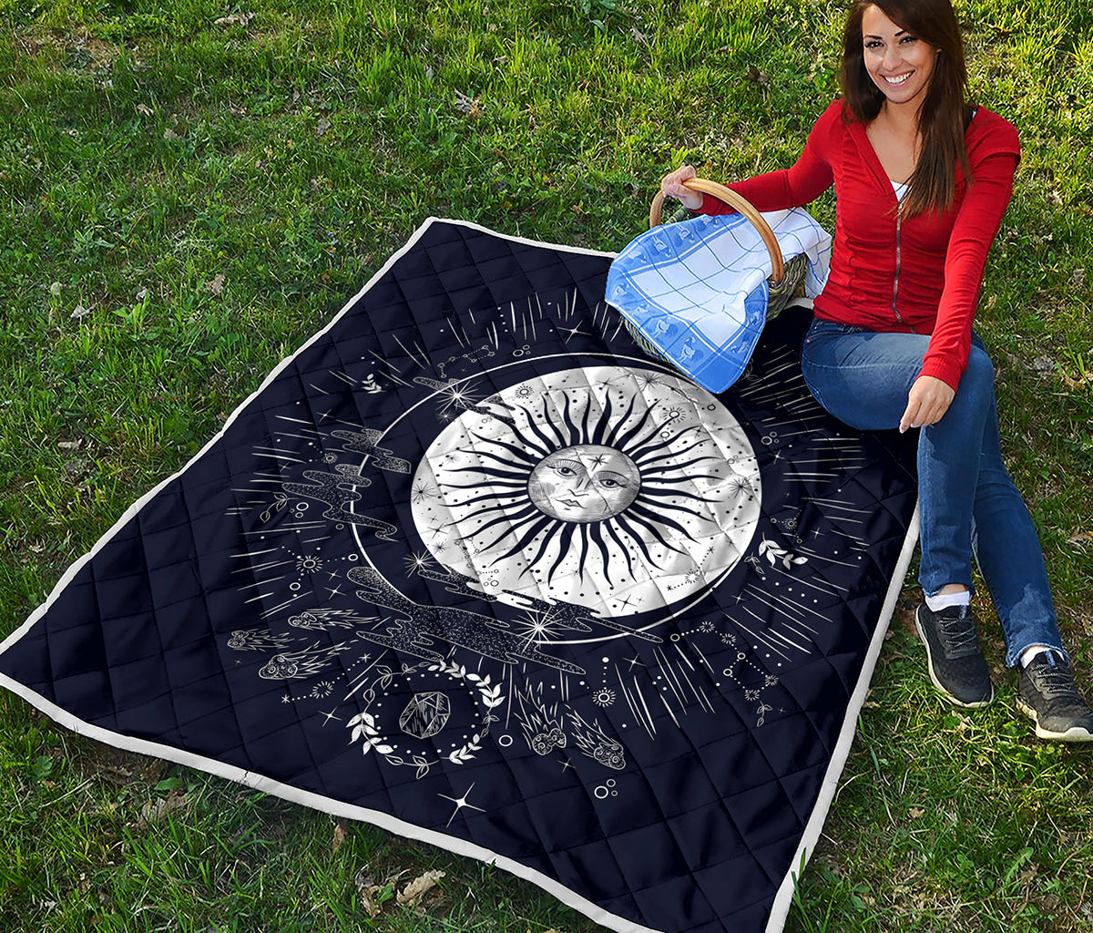 Vintage Celestial Sun Print Quilt