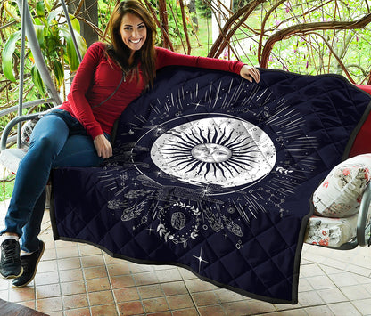 Vintage Celestial Sun Print Quilt