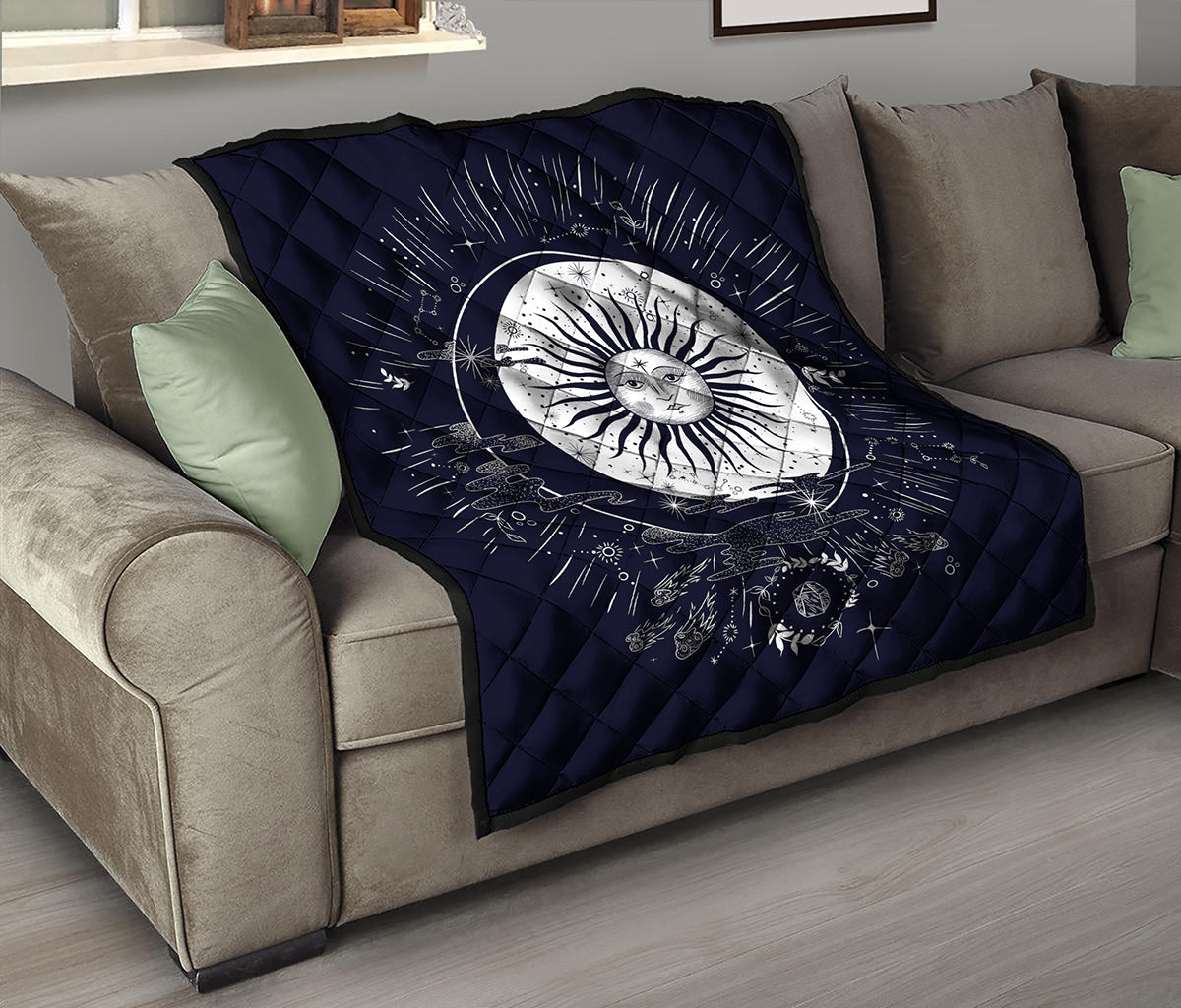 Vintage Celestial Sun Print Quilt