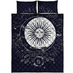 Vintage Celestial Sun Print Quilt Bed Set