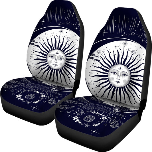 Vintage Celestial Sun Print Universal Fit Car Seat Covers