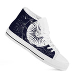 Vintage Celestial Sun Print White High Top Shoes