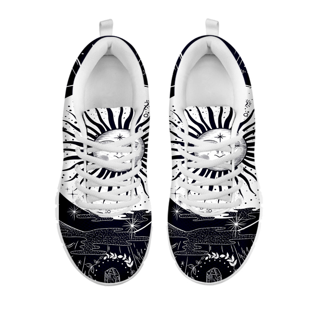 Vintage Celestial Sun Print White Sneakers
