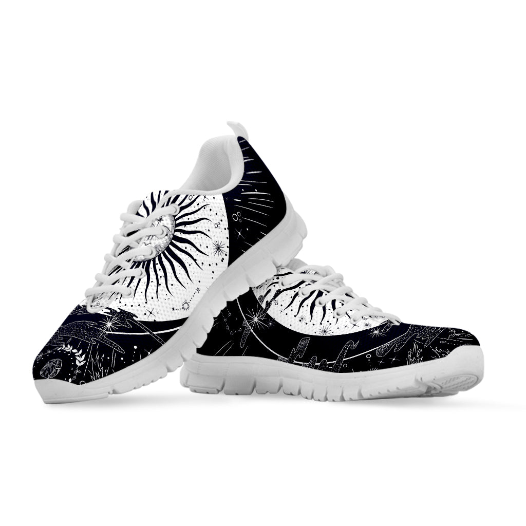 Vintage Celestial Sun Print White Sneakers