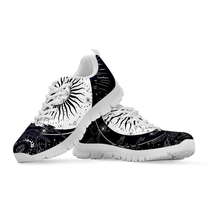 Vintage Celestial Sun Print White Sneakers