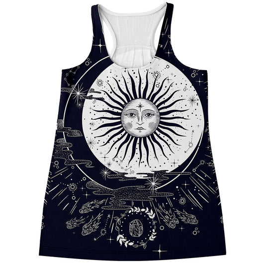 Vintage Celestial Sun Print Women's Racerback Tank Top